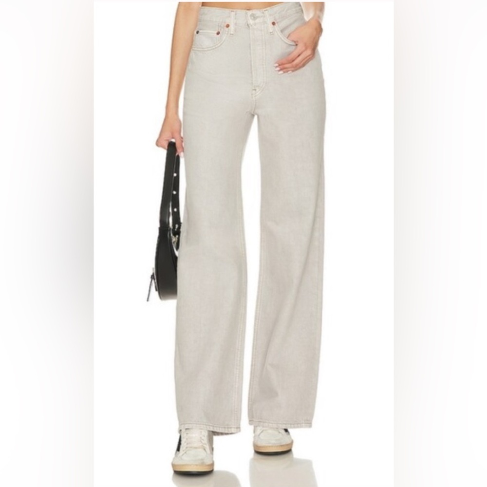 RE/DONE 70s Ultra High Rise Wide Leg Jeans Light Grey